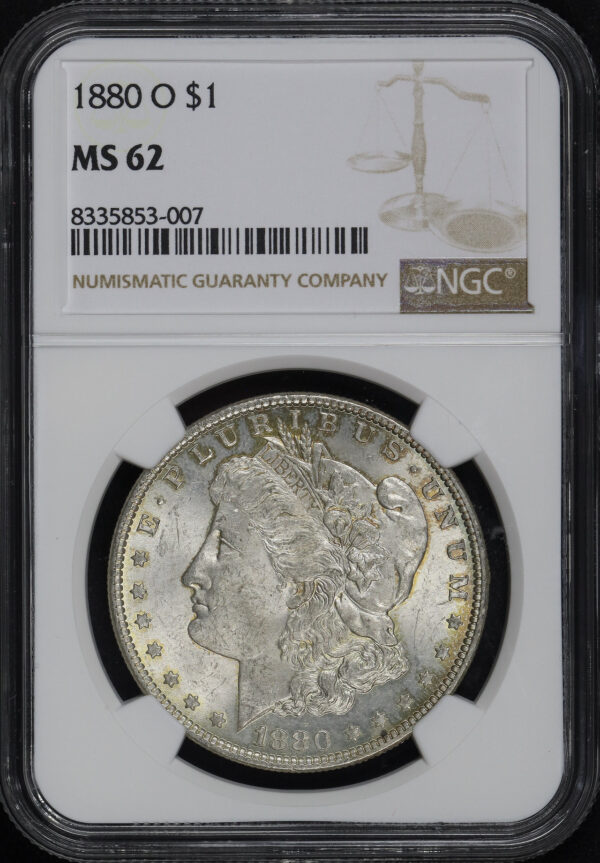Obverse of this 1880-O Morgan Dollar NGC MS-62