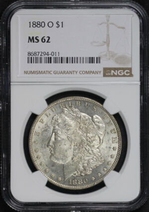 Obverse of this 1880-O Morgan Dollar NGC MS-62