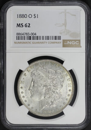 Obverse of this 1880-O Morgan Dollar NGC MS-62