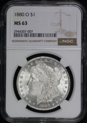 Obverse of this 1880-O Morgan Dollar NGC MS-63