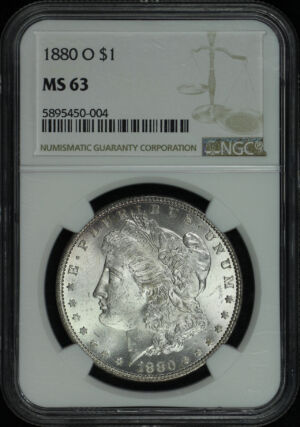 Obverse of this 1880-O Morgan Dollar NGC MS-63