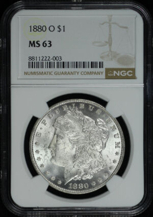 Obverse of this 1880-O Morgan Dollar NGC MS-63