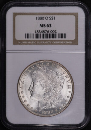 Obverse of this 1880-O Morgan Dollar NGC MS-63