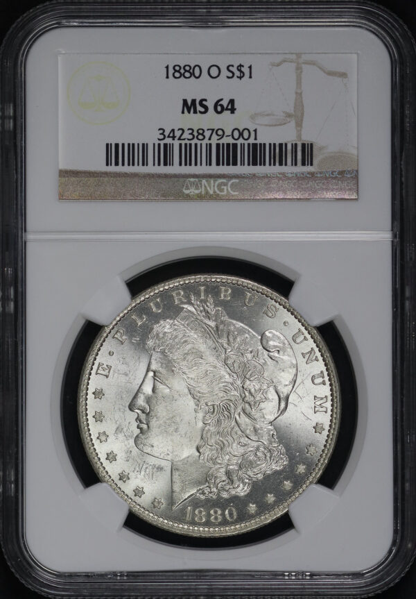 Obverse of this 1880-O Morgan Dollar NGC MS-64