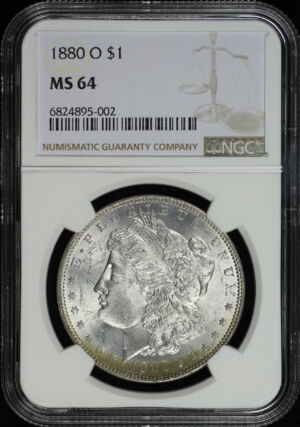 Obverse of this 1880-O Morgan Dollar NGC MS-64
