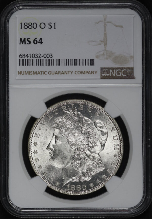 Obverse of this 1880-O Morgan Dollar NGC MS-64