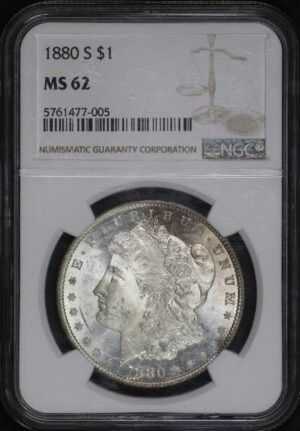 Obverse of this 1880-S Morgan Dollar NGC MS-62