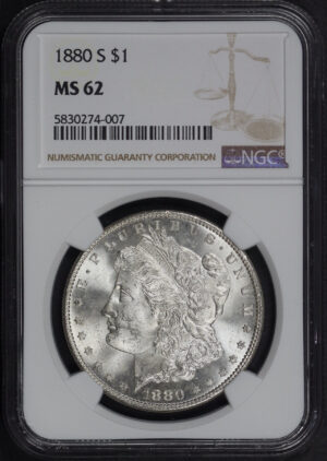 Obverse of this 1880-S Morgan Dollar NGC MS-62