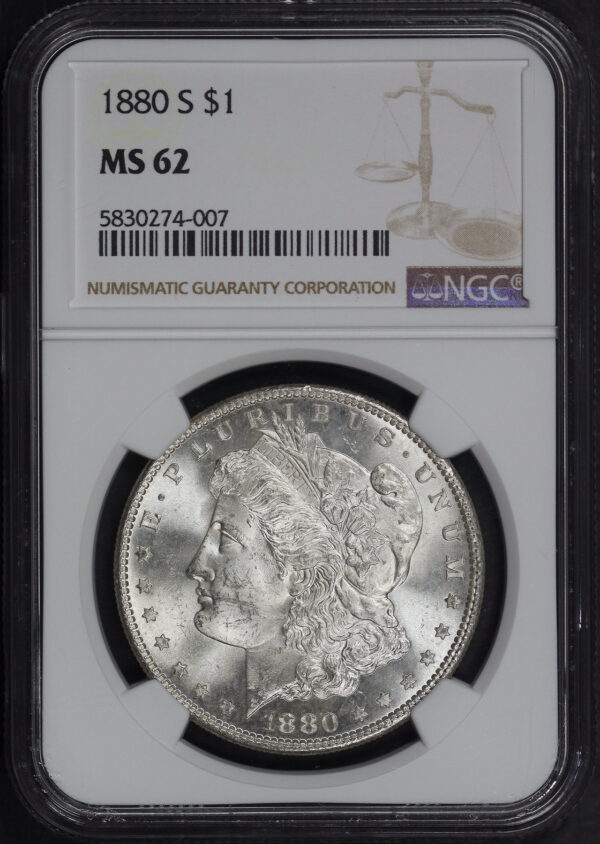 Obverse of this 1880-S Morgan Dollar NGC MS-62