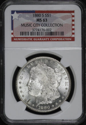 Obverse of this 1880-S Morgan Dollar NGC MS-63 MUSIC CITY COLLECTION