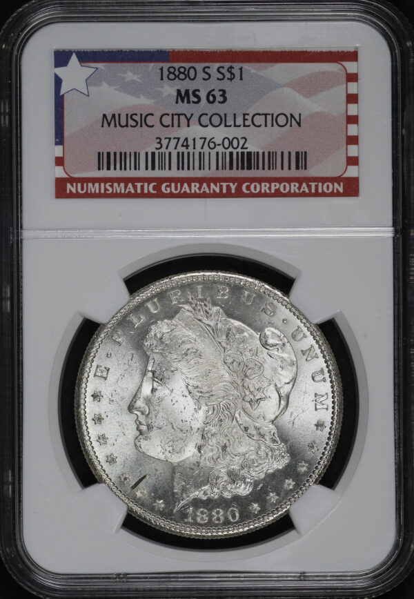 Obverse of this 1880-S Morgan Dollar NGC MS-63 MUSIC CITY COLLECTION