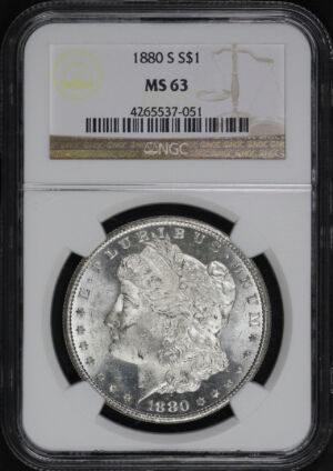 Obverse of this 1880-S Morgan Dollar NGC MS-63