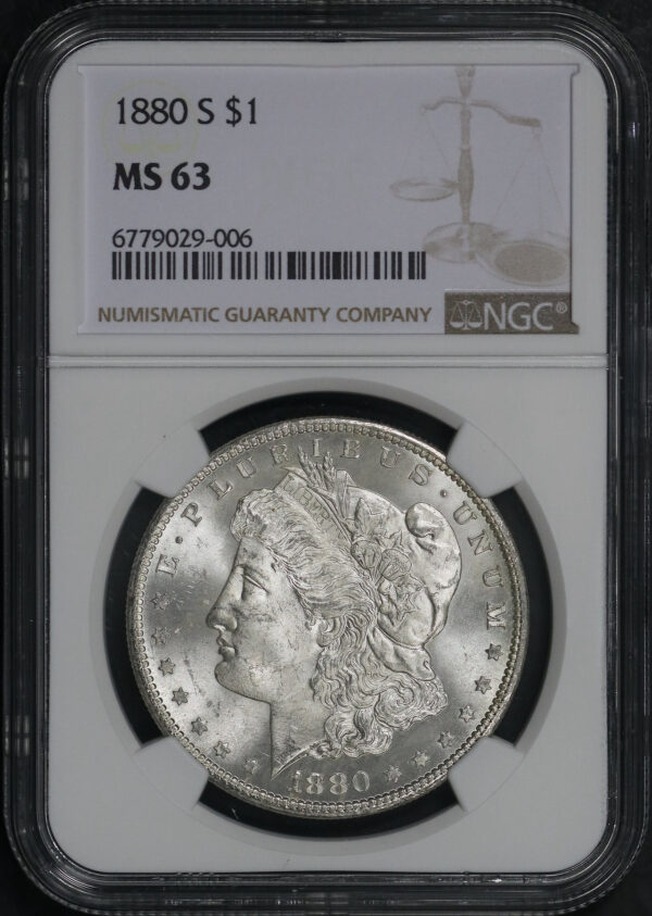 Obverse of this 1880-S Morgan Dollar NGC MS-63