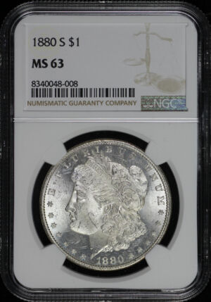 Obverse of this 1880-S Morgan Dollar NGC MS-63