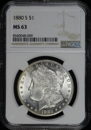 Obverse of this 1880-S Morgan Dollar NGC MS-63
