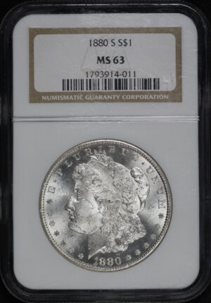 Obverse of this 1880-S Morgan Dollar NGC MS-63