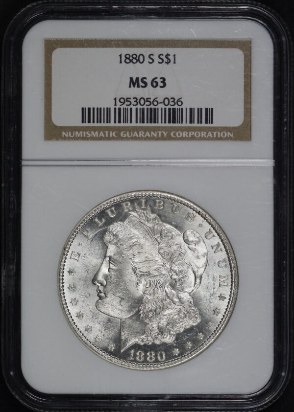 Obverse of this 1880-S Morgan Dollar NGC MS-63