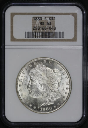 Obverse of this 1880-S Morgan Dollar NGC MS-63
