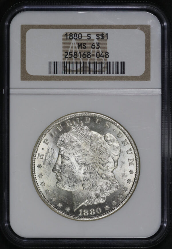 Obverse of this 1880-S Morgan Dollar NGC MS-63