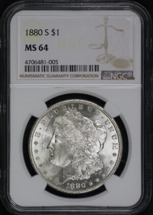 Obverse of this 1880-S Morgan Dollar NGC MS-64