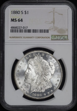 Obverse of this 1880-S Morgan Dollar NGC MS-64