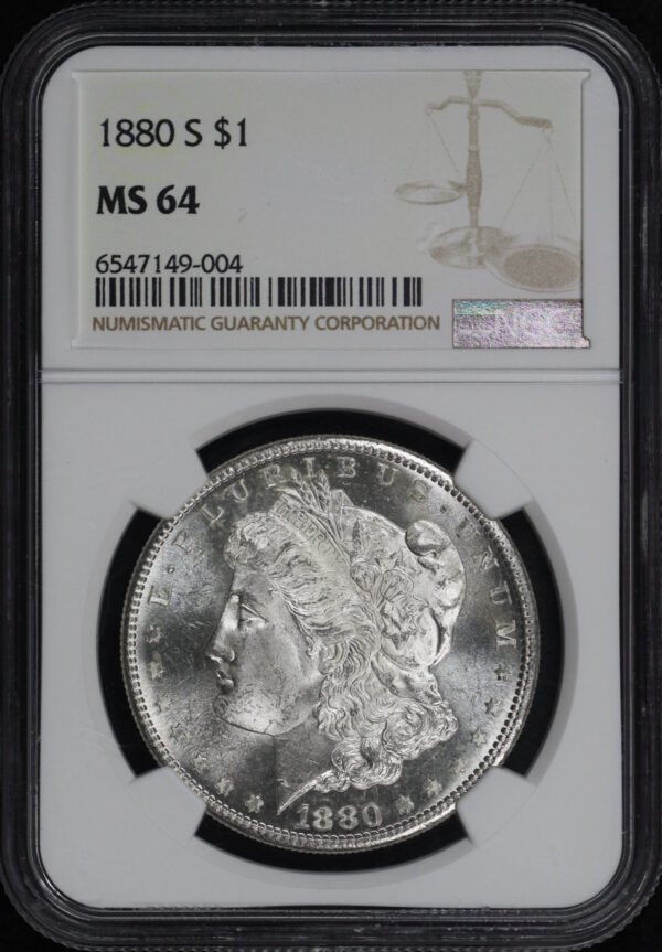 Obverse of this 1880-S Morgan Dollar NGC MS-64