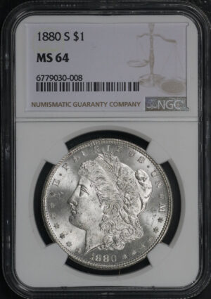 Obverse of this 1880-S Morgan Dollar NGC MS-64
