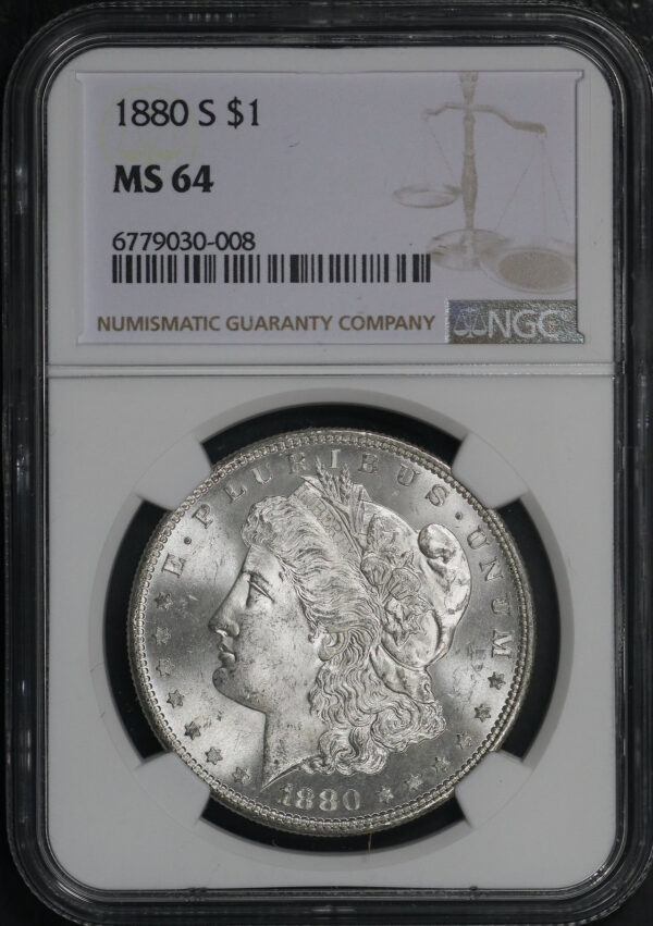 Obverse of this 1880-S Morgan Dollar NGC MS-64