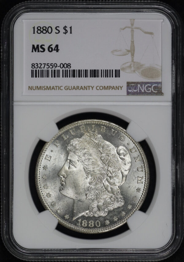 Obverse of this 1880-S Morgan Dollar NGC MS-64