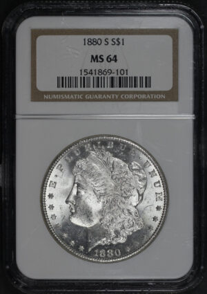Obverse of this 1880-S Morgan Dollar NGC MS-64