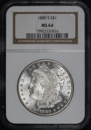Obverse of this 1880-S Morgan Dollar NGC MS-64