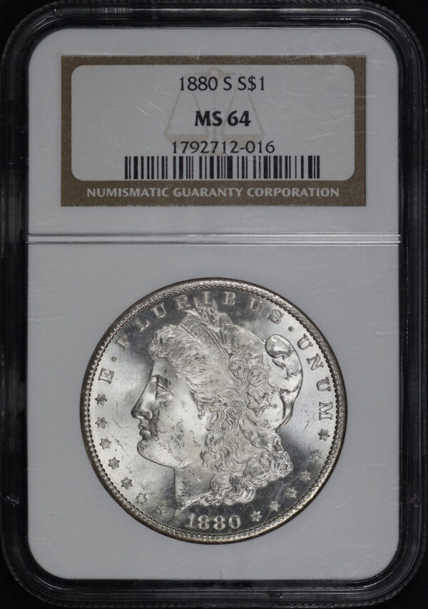 Obverse of this 1880-S Morgan Dollar NGC MS-64