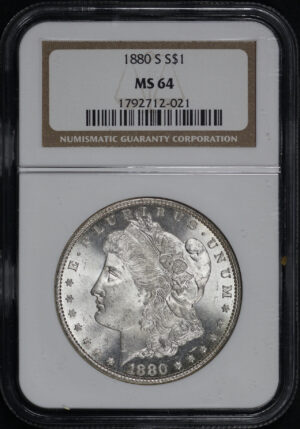 Obverse of this 1880-S Morgan Dollar NGC MS-64