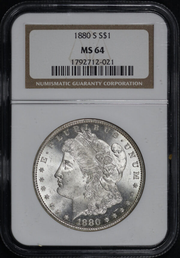 Obverse of this 1880-S Morgan Dollar NGC MS-64