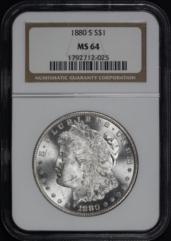 Obverse of this 1880-S Morgan Dollar NGC MS-64