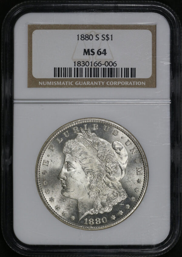 Obverse of this 1880-S Morgan Dollar NGC MS-64