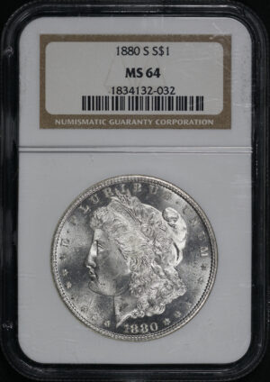 Obverse of this 1880-S Morgan Dollar NGC MS-64