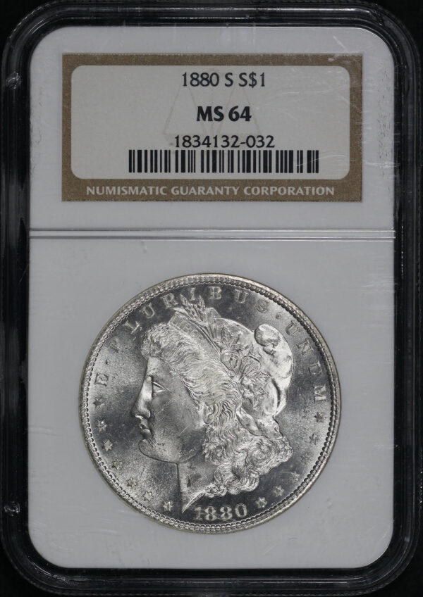 Obverse of this 1880-S Morgan Dollar NGC MS-64