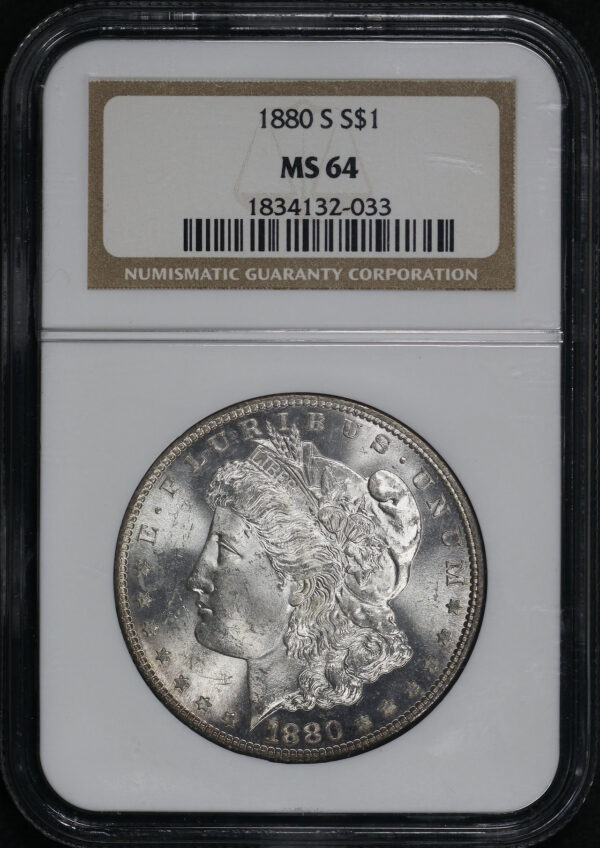 Obverse of this 1880-S Morgan Dollar NGC MS-64