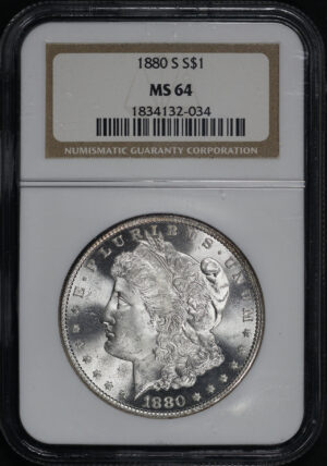 Obverse of this 1880-S Morgan Dollar NGC MS-64