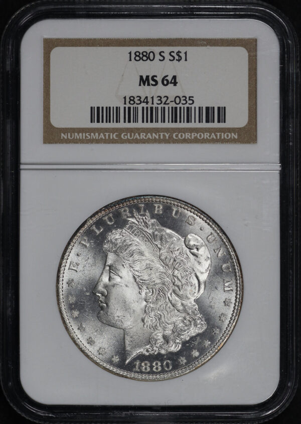 Obverse of this 1880-S Morgan Dollar NGC MS-64