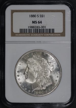 Obverse of this 1880-S Morgan Dollar NGC MS-64