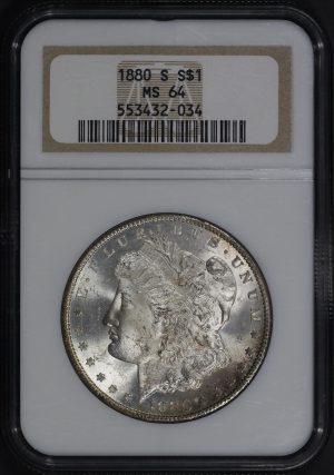 Obverse of this 1880-S Morgan Dollar NGC MS-64