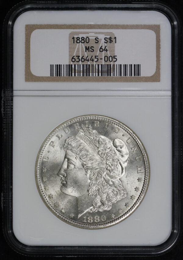Obverse of this 1880-S Morgan Dollar NGC MS-64