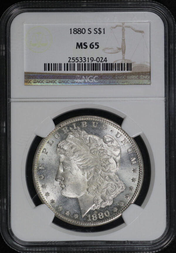 Obverse of this 1880-S Morgan Dollar NGC MS-65