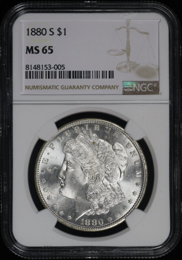 Obverse of this 1880-S Morgan Dollar NGC MS-65