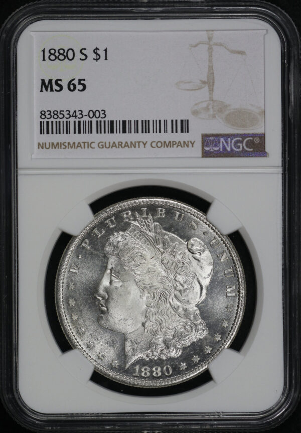 Obverse of this 1880-S Morgan Dollar NGC MS-65