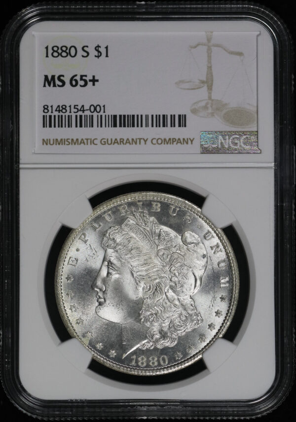 Obverse of this 1880-S Morgan Dollar NGC MS-65+