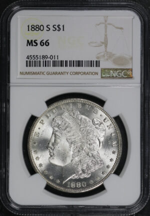 Obverse of this 1880-S Morgan Dollar NGC MS-66