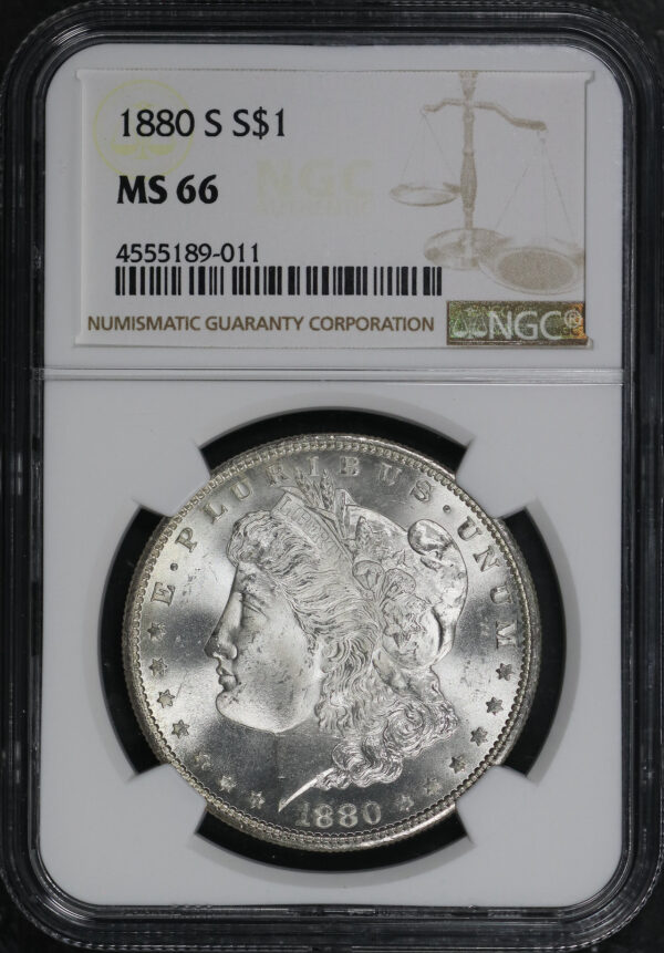 Obverse of this 1880-S Morgan Dollar NGC MS-66